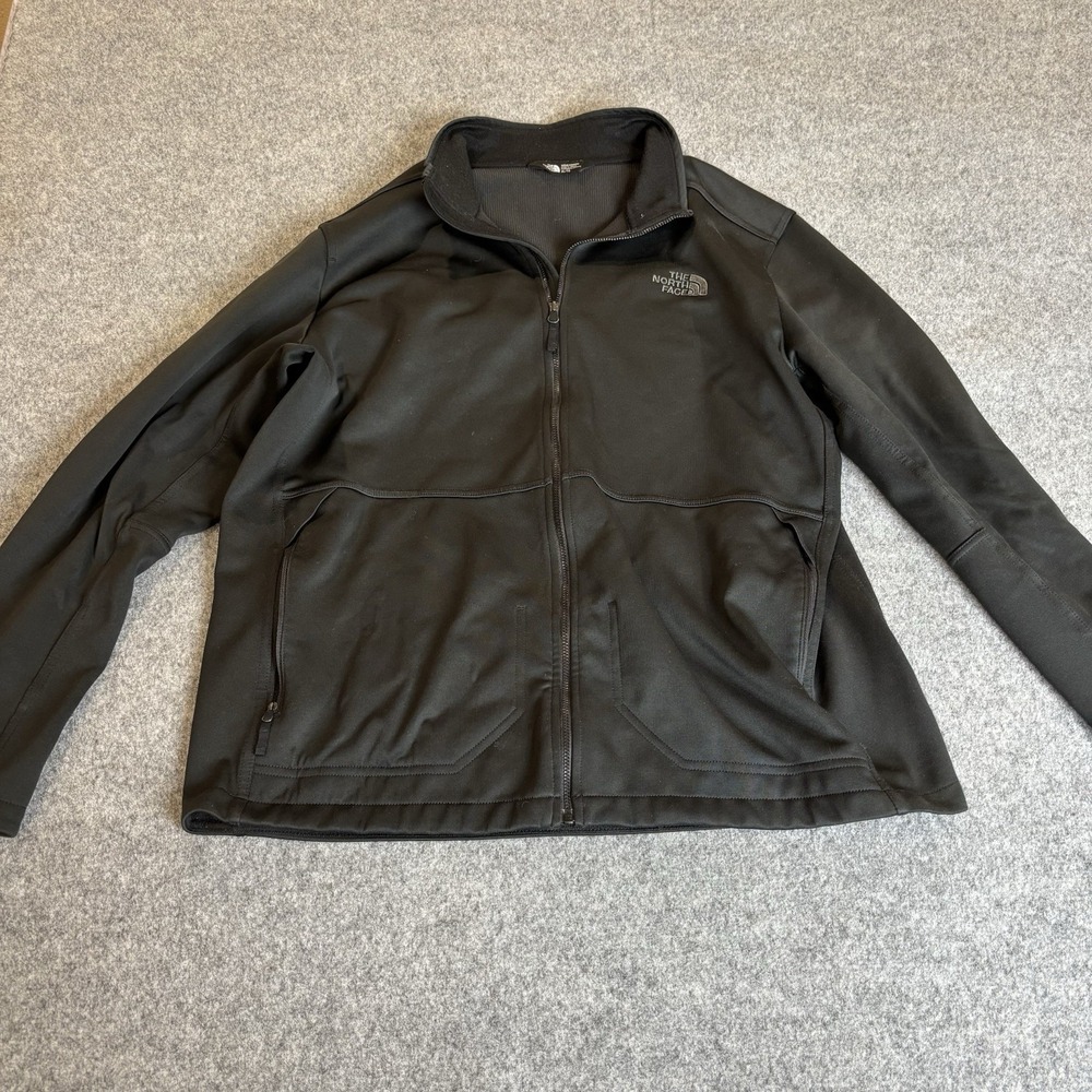 The North Face Jacket Mens Xl Full Zip Up Black Polyester Softshell
